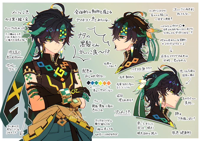 ナタの黒髪くん時代に描いたキ〜ニチくんと新しめキ〜ニチくんでも並べてみるか…… 