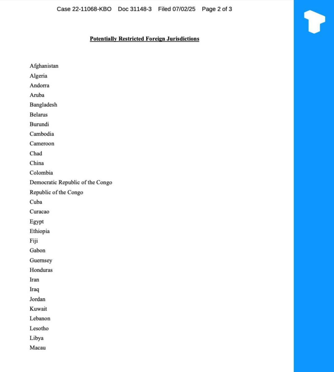 New FTX bankruptcy filings show users in 49 countries, including China—which accounts for over 82% of claims—may be excluded from compensation due to local crypto restrictions.
t.me/telonews/13714