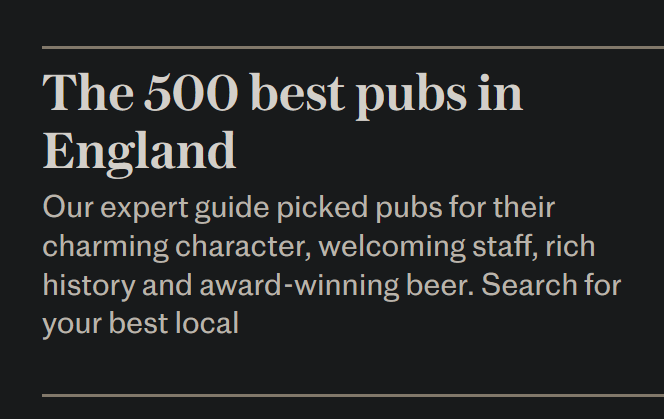 An article in The Telegraph today ...
My first thought was... 
"You mean there are still 500 pubs left ?!"
