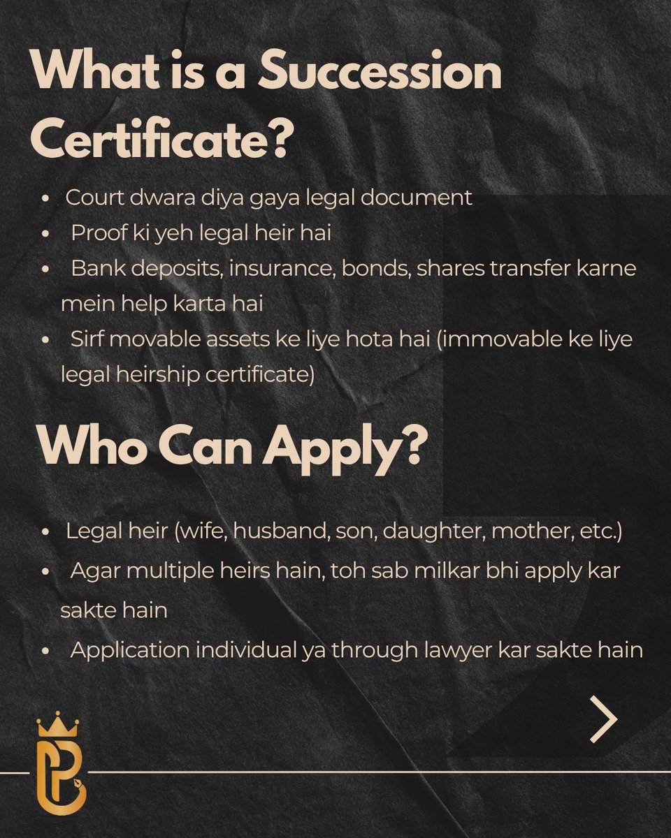 co_prabal's tweet image. 📜 “Succession Certificate Kaise Prapt Karein? Aapki Virasat, Aapka Haq!
👍 Like karein • 🔔 Subscribe karein • 📤 Share karein taaki har family apne virasat ka kanooni haq jaane!
#PropertyRights #IndianLaw #CourtProcedure #FamilyLaw #KnowYourRights #LegalAwareness