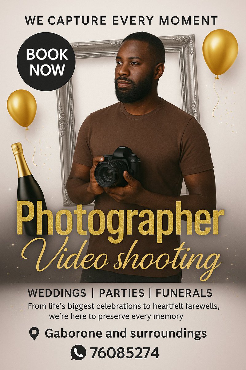 simon_madowa's tweet image. π Gabs & surrounding areas!
We offer professional photography & video shooting for:
π Weddings | π Parties | πΆ Baby Showers | π¬ Edited Reels & more!
β
Quality visuals
β
Fast delivery
β
Affordable packages