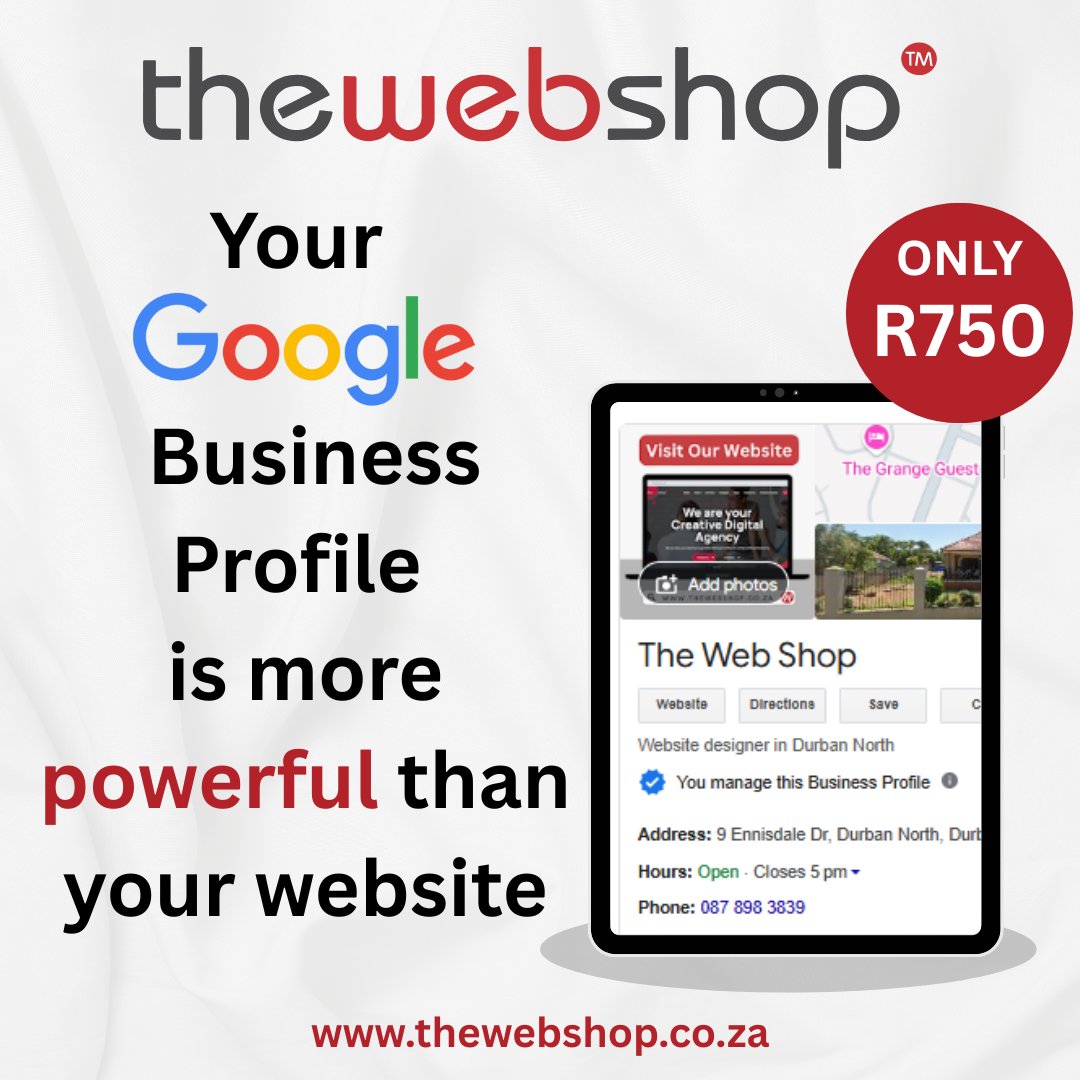 TheWebShopSA's tweet photo. Your Google Business Profile isn't just a listing, it's your most powerful lead generator! It often outranks your website for local searches. Make sure yours is optimized!
Visit our website: https://t.co/1C16dpVNpX
Email: info@thewebshop.co.za
Whatsapp: 064 853 8296 https://t.co/cL6iHOHH93