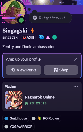 Complete <a href="/YieldGuild/">Yield Guild Games</a> GAP S10 <a href="/ROL_Genesis/">Ragnarok Landverse: Genesis</a> "Warriors of Midgard " 

<a href="/zentry/">Zentry</a>
<a href="/Ronin_Network/">Ronin</a>
<a href="/thetickeriscag/">Cute Asian Girl $CAG</a>