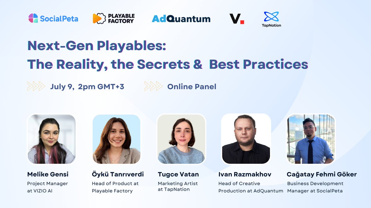 Online panel 𝐍𝐞𝐱𝐭-𝐆𝐞𝐧 𝐏𝐥𝐚𝐲𝐚𝐛𝐥𝐞𝐬 – 𝐓𝐡𝐞 𝐫𝐞𝐚𝐥𝐢𝐭𝐲, 𝐭𝐡𝐞 𝐬𝐞𝐜𝐫𝐞𝐭𝐬, 𝐚𝐧𝐝 𝐛𝐞𝐬𝐭 𝐩𝐫𝐚𝐜𝐭𝐢𝐜𝐞𝐬.

📍Online, July 9, 2 PM (GMT+3)
🔗𝐑𝐞𝐠𝐢𝐬𝐭𝐞𝐫: socialpeta.com/webinars/next-…