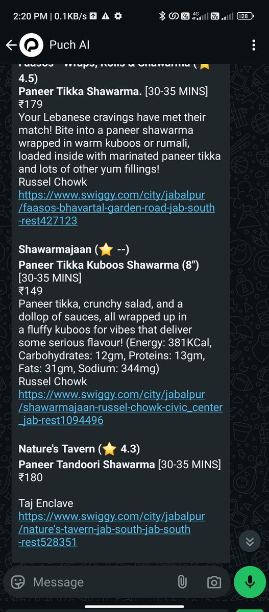 Here you go <a href="/puch_ai/">Puch AI</a> 
Thank you for the meal !

You guys can try too.. <a href="/s54a__/">Sooraj Gupta</a> <a href="/GautamK0508/">Gautam Kumar</a> <a href="/AniketYadav05_/">Aniket</a> 
<a href="/huamanraj/">Aman Raj | findh.co🍊</a> <a href="/LostGubbare/">Balloon</a>