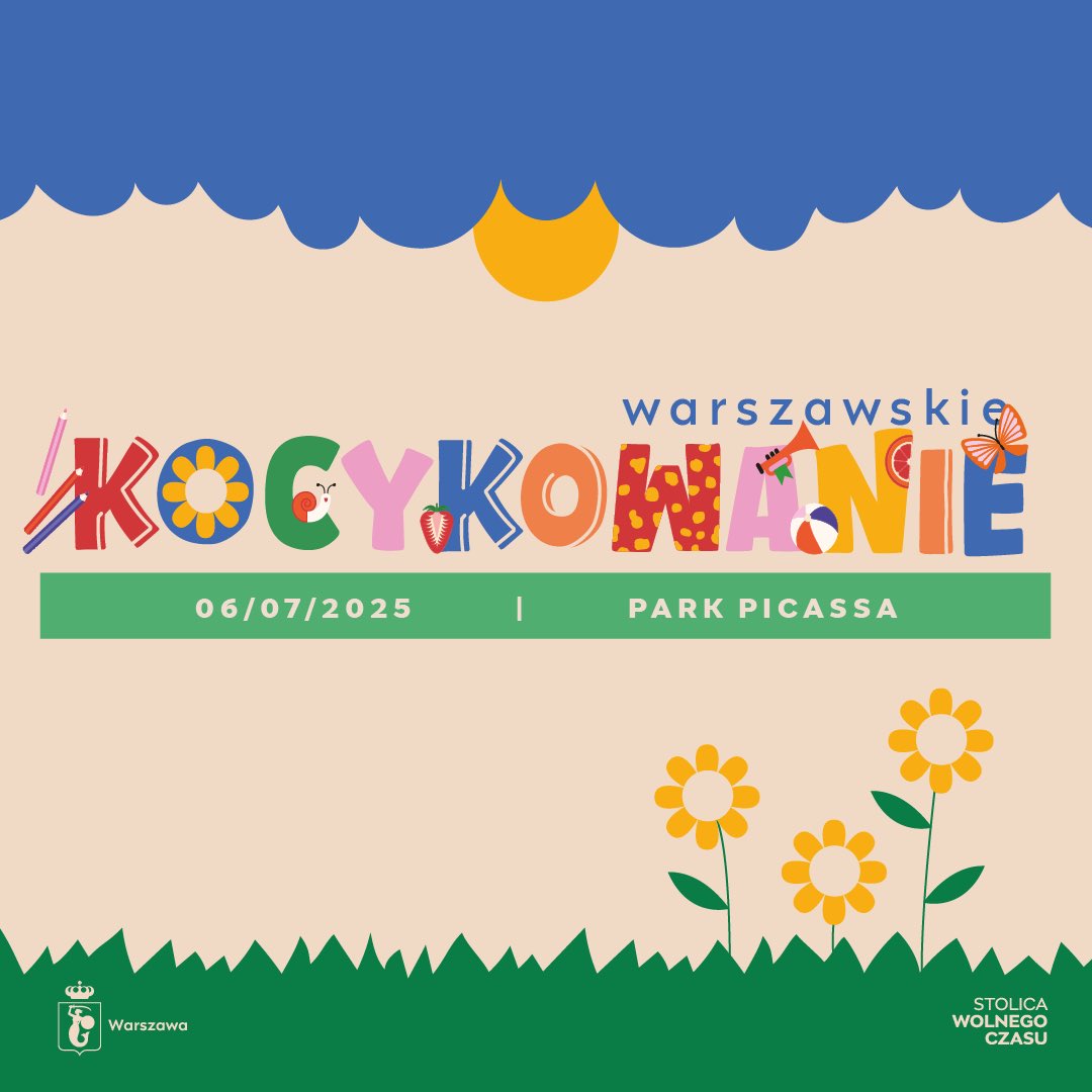 🌸 W najbliższą niedzielę, 6 lipca, w Parku Picassa na Białołęce, odbędzie się kolejne rodzinne wydarzenie w ramach Warszawskiego Kocykowania – tym razem pod hasłem „Świat kolorów i kształtów”.

☘️ Szczegóły: facebook.com/share/16tJeZ5W…

#StolicaWolnegoCzasu #Warszawa