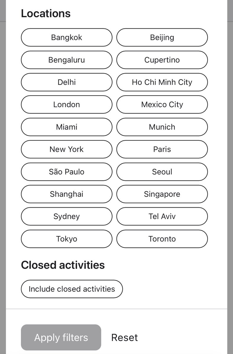 sezeriltekin's tweet image. apple artık istanbul’da da etkinlikler düzenliyor fakat bu etkinlikleri duyurduğu meet with apple sayfasında gösterdiği şehirler arasında istanbul yok.
etkinlik seven bir iOS developer olarak bu eksikliği @Apple’a ilettim, pek yakında istanbul da bu listede olacak 🇹🇷