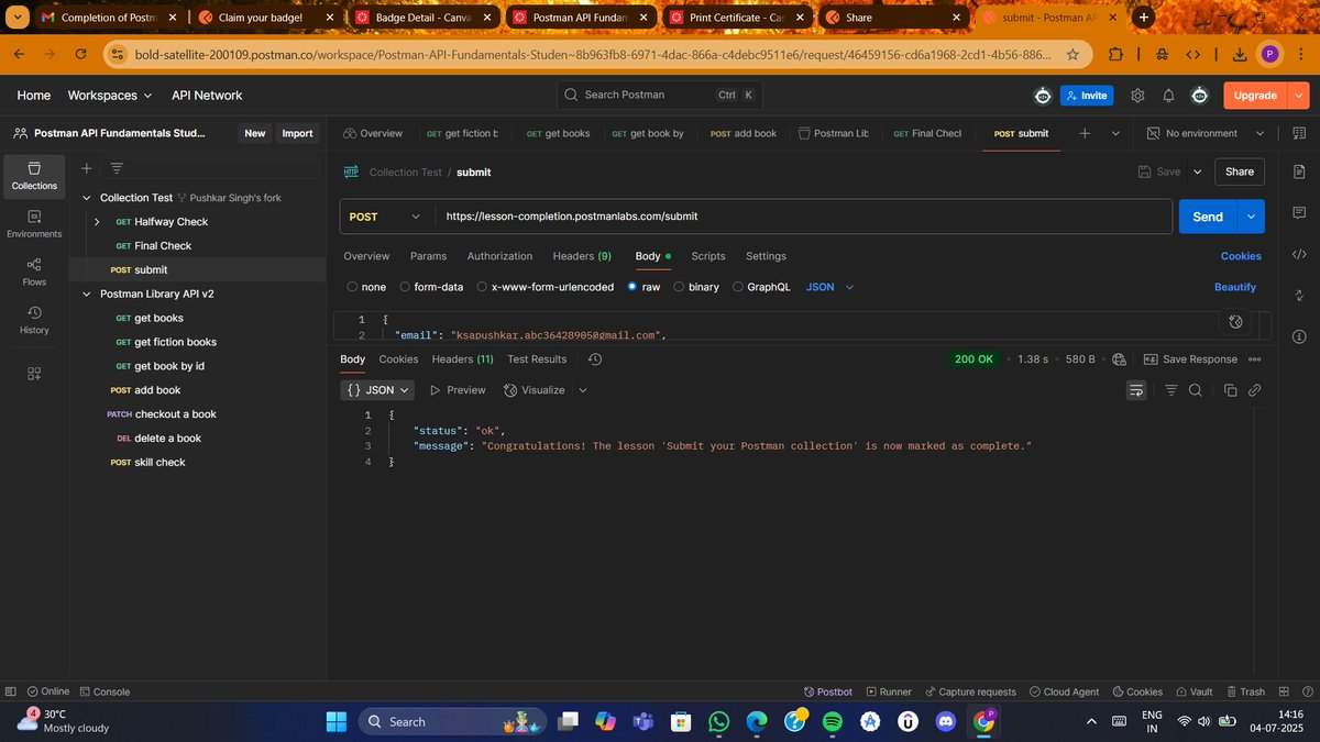 Pushkar_Singh06's tweet photo. Just completed the Postman API Student Expert Workshop at #GSSoC25! ๐
Explored requests, tests, env variables & docs using @getpostman.
Learning about APIs with @Aanchalmishra__ and @getpostman at GGSOC'25
#PostmanStudent
Certification Link:-https://t.co/vrh27oDwIG https://t.co/YdDyycy20I
