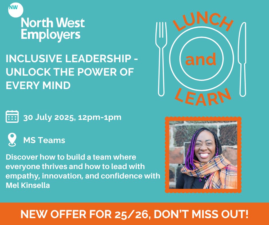 Think Different, Lead Different 💡
Join our 60-min Lunch &amp; Learn with inclusion expert Mel Kinsella 🎙️
✅ Lead with empathy
🧠 Understand neurodiversity
🔧 Build inclusive teams

Perfect for HR &amp; managers.
Limited spots — sign up via lnkd.in/esHrJaNv now!