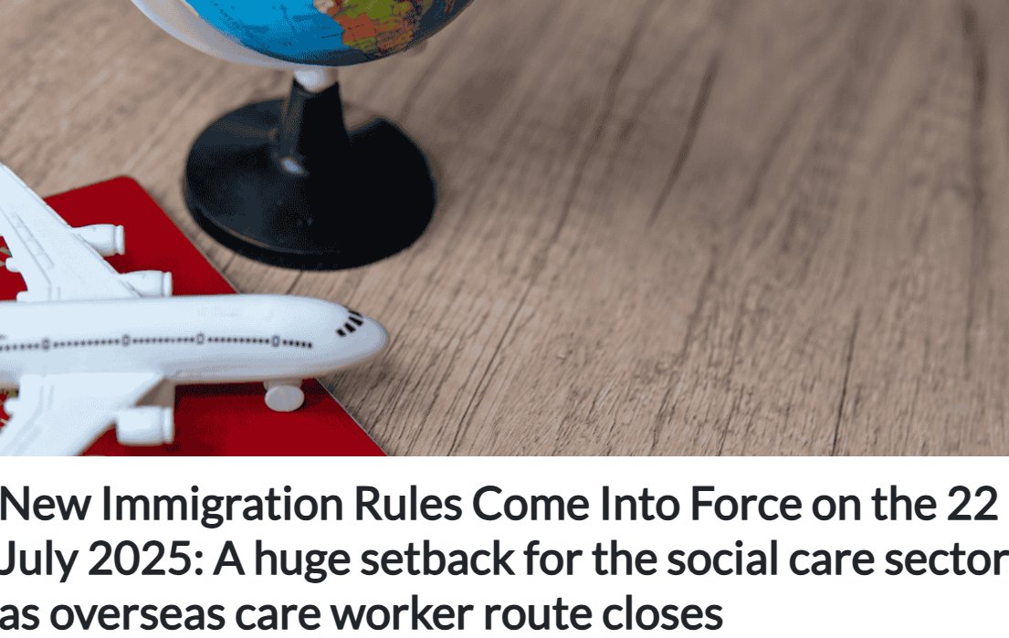 New immigration rules which come into force on 22nd July will be a huge setback for the social care sector.
Our new partner Aston Brooke Solicitors has written a must-read article on the topic:
tinyurl.com/ju3edyj2