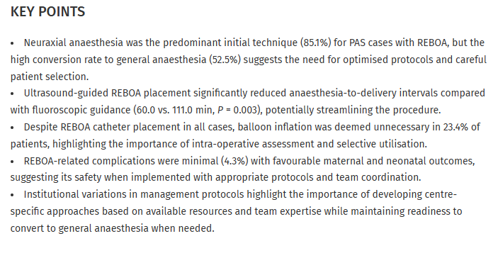EJ Anaesthesiology (@eja_journal) on Twitter photo REBOA is promising in placenta accreta spectrum but presents anaesthetic challenges; combined spinal-epidural anaesthesia with readiness for general anaesthesia, careful planning, and teamwork are essential for safe outcomes.
<a href="/DrAzemK/">Dr. Azem Karam</a>
🔗shorturl.at/zgOYq REBOA is promising in placenta accreta spectrum but presents anaesthetic challenges; combined spinal-epidural anaesthesia with readiness for general anaesthesia, careful planning, and teamwork are essential for safe outcomes.
<a href="/DrAzemK/">Dr. Azem Karam</a>
🔗shorturl.at/zgOYq
