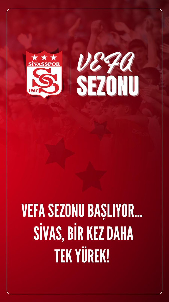 IlSemsi's tweet photo. *58. Yılda Vefa Sezonu*
Vefa sezonu başlıyor.
Sivas, bir kez daha tek yürek.
Yiğidolar geçmişe minnetle, geleceğe umutla yürüyor.

@Sivasspor https://t.co/m7Y6MHloqa