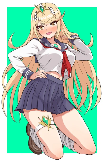 学生服のヒカリ(Mythra) #ヒカリ #ゼノブレイド2 #Mythra #Xenoblade2