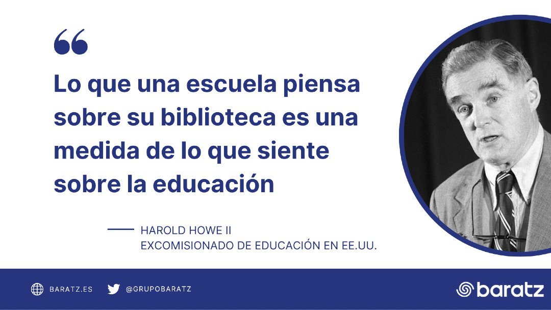 😍📚 «Lo que una escuela piensa sobre su biblioteca es una medida de lo que siente sobre la educación», Harold Howe II 

🔖 #BTZquote 📚 #bibliotecas