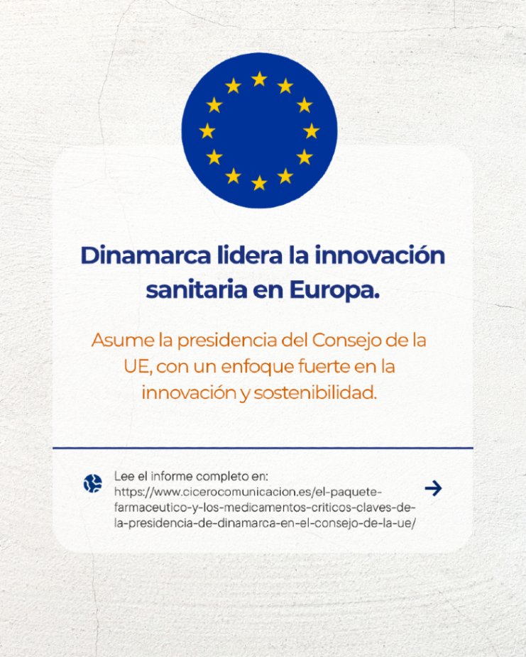 Dinamarca inicia su presidencia de la UE con un enfoque clave en el sector sanitario. Innovación, investigación y mejora del acceso a los medicamentos serán prioridades.

En Cícero seguimos atentos a todo. #salud #innovación #UE