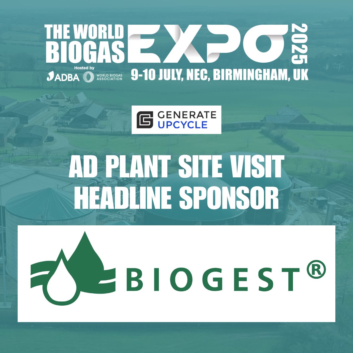 We're delighted to announce our AD Plant Site Visit Headline Sponsor BIOGEST.

Find out more about the site visit, hosted by Generate Upcycle and join the waiting list: biogastradeshow.com/site-visit/