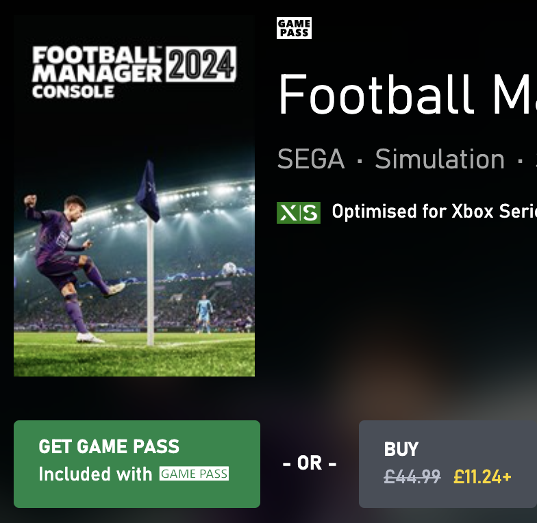 pssst <a href="/SEGA/">SEGA</a> Summer Sales means that FM24 is 75% off or  £11.24 across PC and Console but nobody would know this because there's no official communication once again.

Anyway if you're using subscription services for FM24 might save you money!