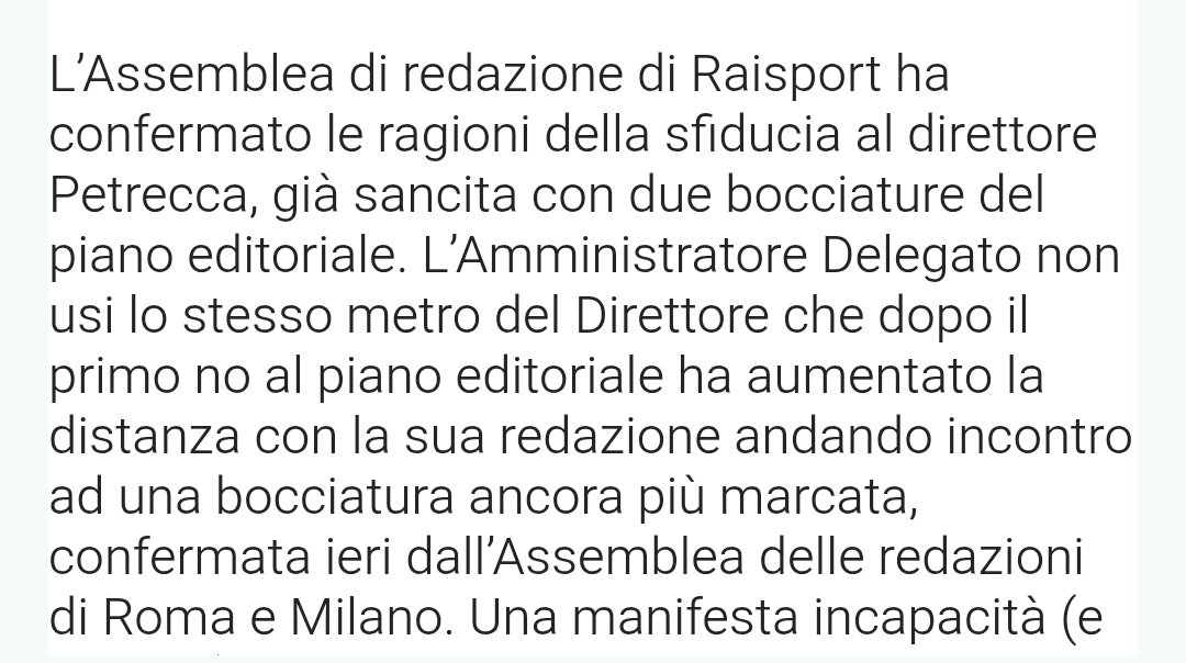 GalantoMassimo's tweet image. Il direttore Petrecca ancora sfiduciato. Ancora.
#RaiSport