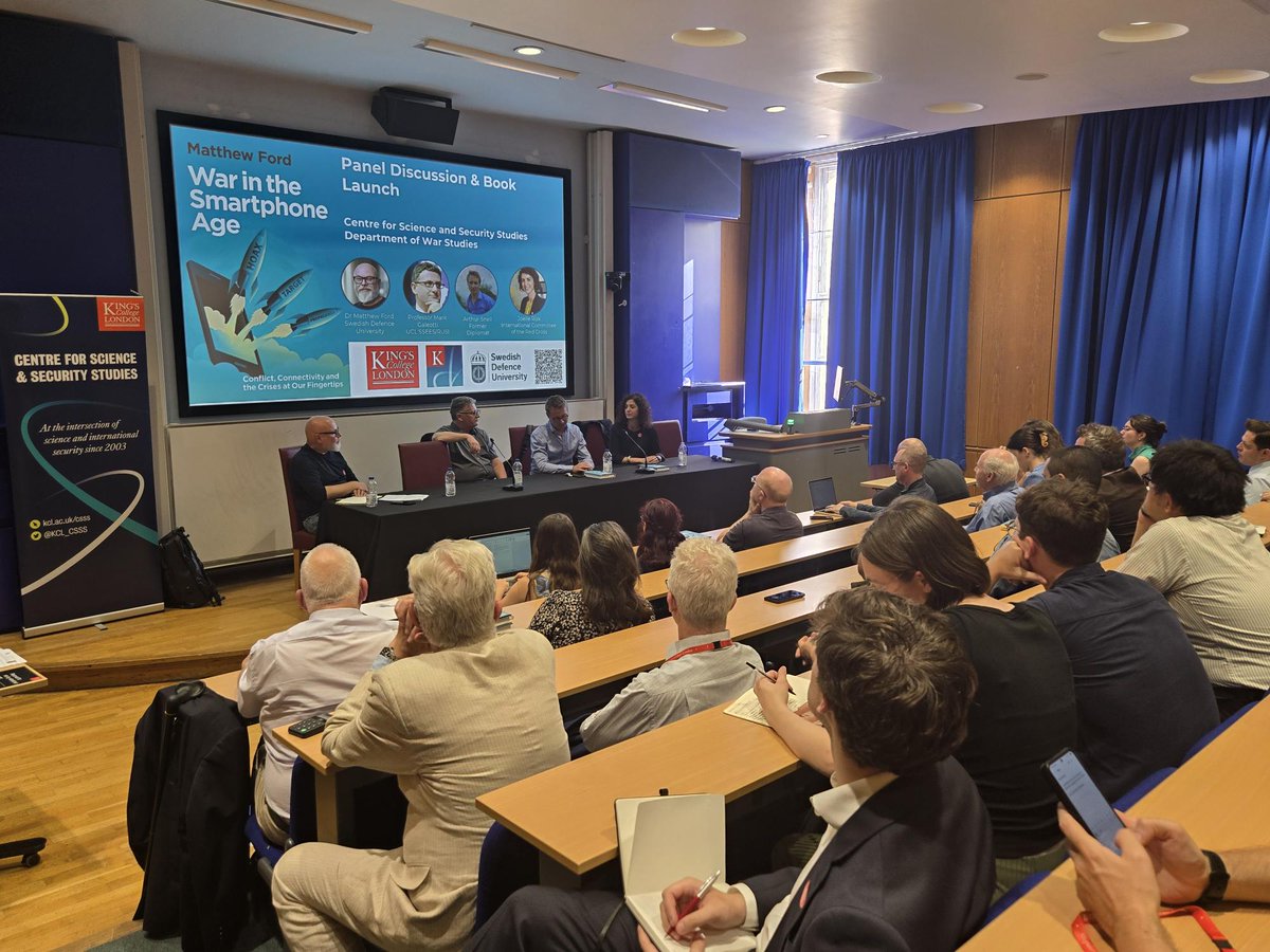 Centre for Science & Security Studies (@kcl_csss) on Twitter photo What a success! 👏
<a href="/KCL_CSSS/">Centre for Science & Security Studies</a> & <a href="/Forsvarshogsk/">Försvarshögskolan</a> hosted the launch of War in the Smartphone Age by Matthew Ford (<a href="/warmatters/">Matthew Ford</a> )
A stellar panel debated how smart tech is reshaping war & power.
📖 Book: lnkd.in/er42zYPP
#DigitalWarfare #SecurityStudies What a success! 👏
<a href="/KCL_CSSS/">Centre for Science & Security Studies</a> & <a href="/Forsvarshogsk/">Försvarshögskolan</a> hosted the launch of War in the Smartphone Age by Matthew Ford (<a href="/warmatters/">Matthew Ford</a> )
A stellar panel debated how smart tech is reshaping war & power.
📖 Book: lnkd.in/er42zYPP
#DigitalWarfare #SecurityStudies