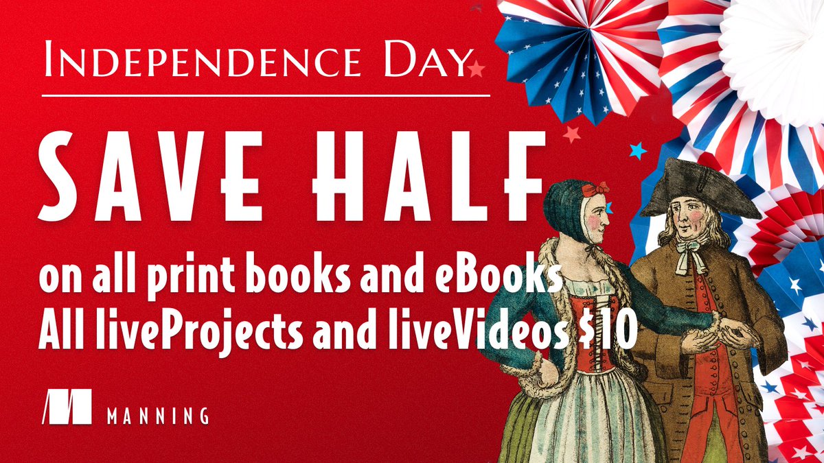 Happy Independence Day, my American friends!

The good news is that, to celebrate it, <a href="/ManningBooks/">Manning Publications</a>  reduced the price of all its books by half. This includes my .NET Aspire book that you can get here:

manning.com/books/dotnet-a…