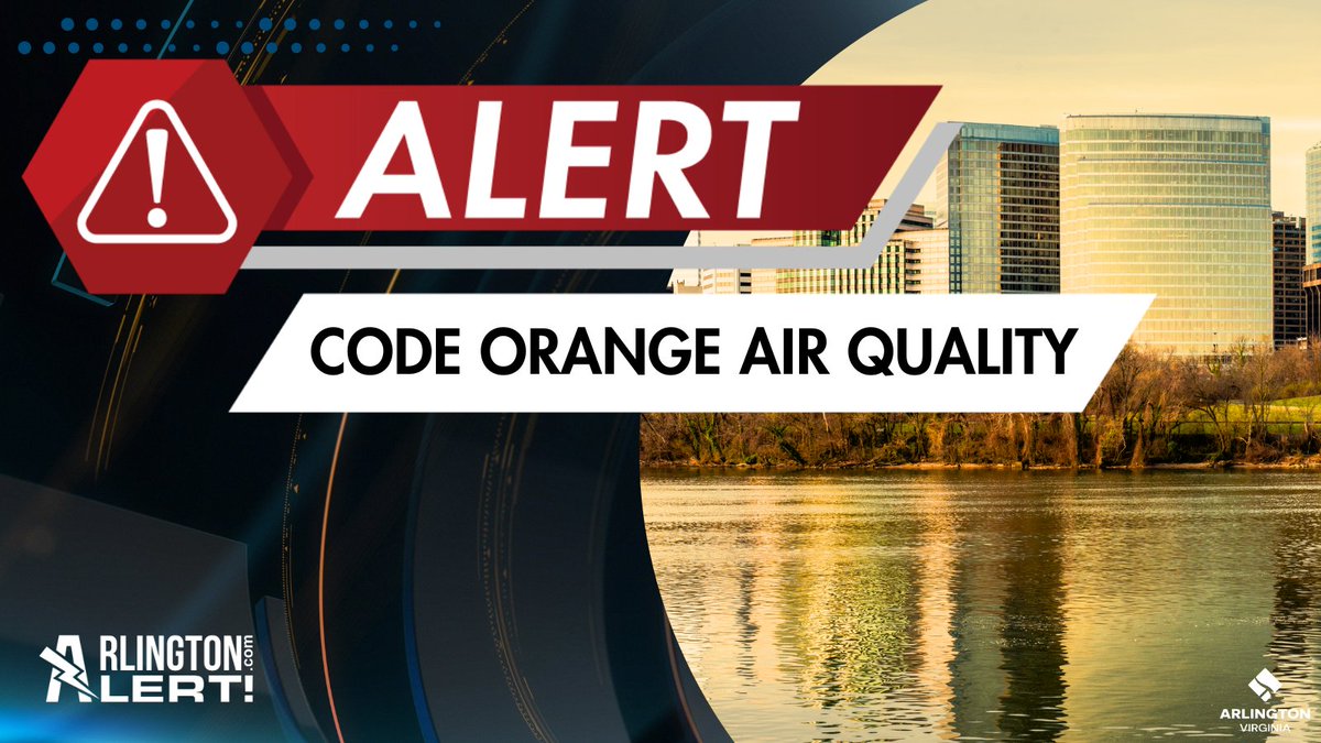 Arlington County is under a Code Orange Air Quality Alert today, July 4th, 2025. Conditions may be unhealthy for older adults &amp; people with respiratory issues. Learn more &amp; find free places to stay indoors: arlingtonva.us.