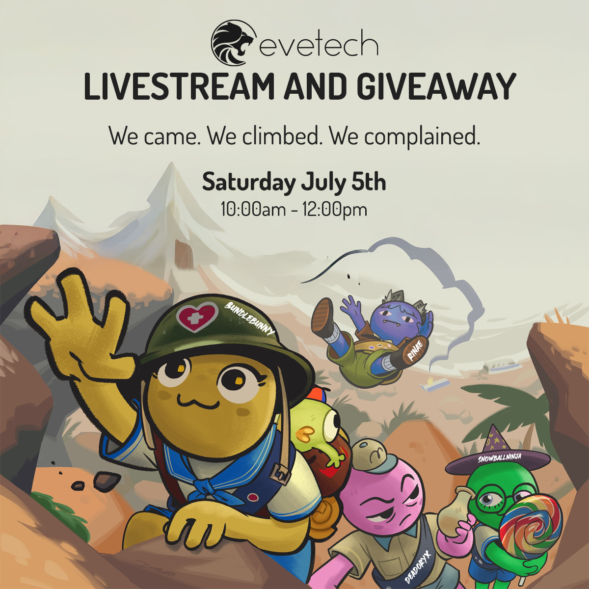 EVETECH (@evetech) on Twitter photo 🤣 WE CAME. WE CLIMBED . WE COMPLAINED!
This Saturday, <a href="/bundle_bunny23/">BundleBunny</a> , Rinae - <a href="/thestarboy313/">The_Og_Starboy</a> , <a href="/Sn0wballNinja/">Steven Greener</a> and <a href="/dead_oryx/">Dead Oryx</a> are attempting the impossible, scaling PEAK’s deadly mountain! Will they work together? Will someone accidentally slip? (Or was it sabotage? 👀)
🎁 🤣 WE CAME. WE CLIMBED . WE COMPLAINED!
This Saturday, <a href="/bundle_bunny23/">BundleBunny</a> , Rinae - <a href="/thestarboy313/">The_Og_Starboy</a> , <a href="/Sn0wballNinja/">Steven Greener</a> and <a href="/dead_oryx/">Dead Oryx</a> are attempting the impossible, scaling PEAK’s deadly mountain! Will they work together? Will someone accidentally slip? (Or was it sabotage? 👀)
🎁