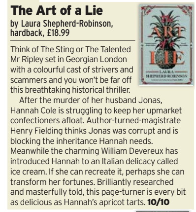 Two LOVELY reviews of THE ART OF A LIE. My first time in the Literary Review and 10/10 in the Mirror
💚💚💚