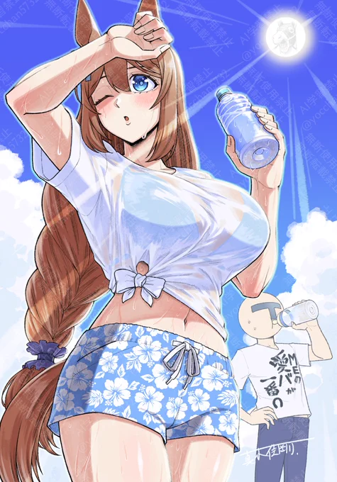 暑い日が続きます 熱中症や脱水症状には十分気をつけましょうね #ウマ娘 #スーパークリーク