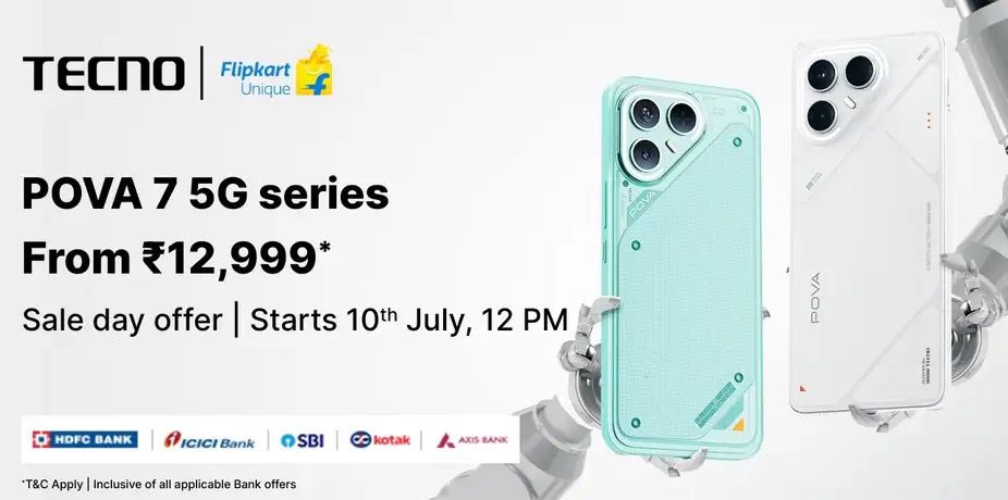 TechStarUpdates's tweet image. TECNO POVA 7 Series launched in India 🇮🇳
📱Tecno POVA 7
- 8+128GB = ₹12,999
- 8+256GB = ₹13,999
📱Tecno POVA 7 Pro
- 8+128GB = ₹16,999
- 8+256GB = ₹17,999
Sale date: 10th JULY