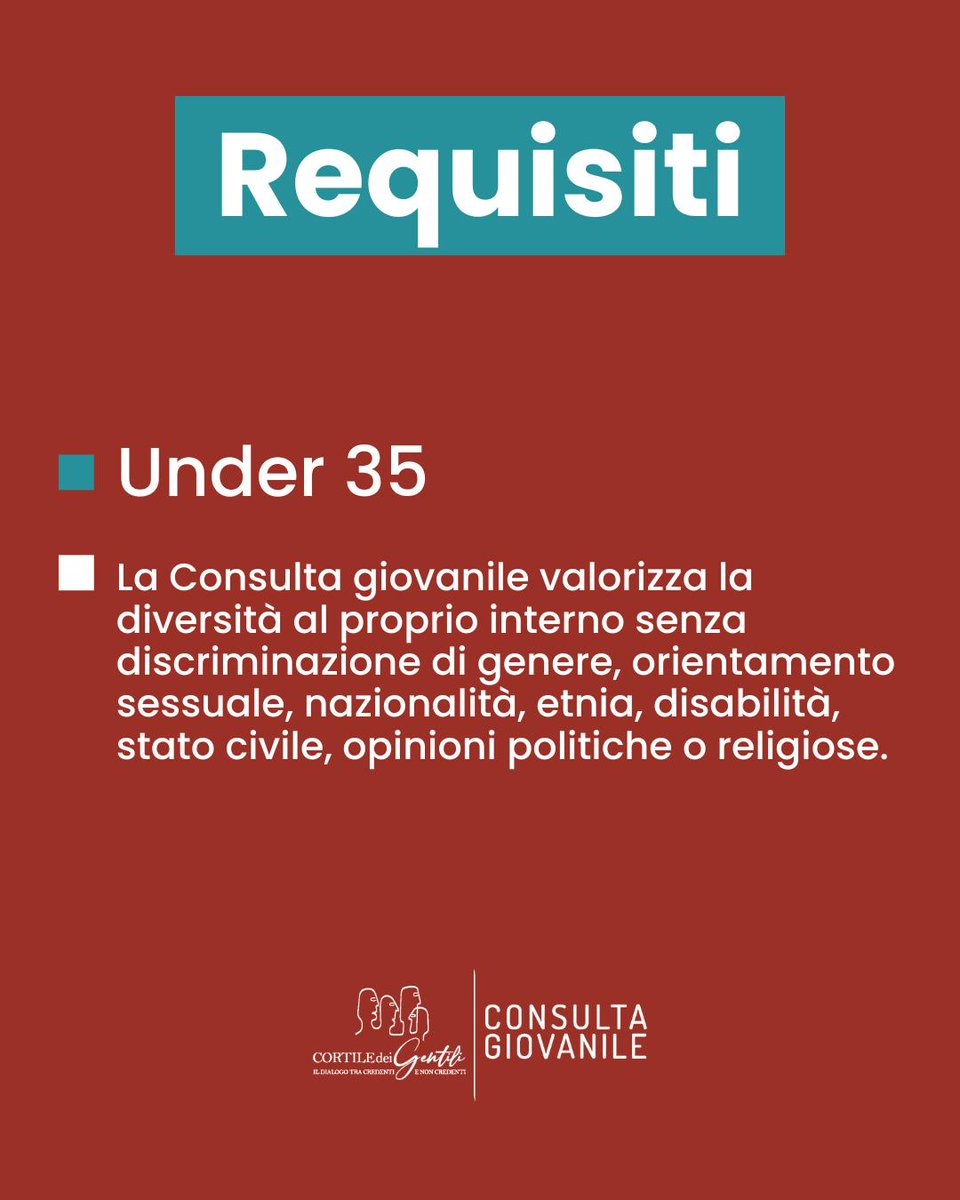 Card. Gianfranco Ravasi (@cardravasi) on Twitter photo Sono aperte le candidature per la Consulta giovanile del <a href="/CortiledeiGenti/">Cortile dei Gentili</a>, gruppo di ragazzi e ragazze under 35, credenti e non credenti, che partecipa con passione e creatività alle attività e ai progetti della Fondazione.
Spero vi candiderete in tanti! Avete tempo fino al 14/09 Sono aperte le candidature per la Consulta giovanile del <a href="/CortiledeiGenti/">Cortile dei Gentili</a>, gruppo di ragazzi e ragazze under 35, credenti e non credenti, che partecipa con passione e creatività alle attività e ai progetti della Fondazione.
Spero vi candiderete in tanti! Avete tempo fino al 14/09