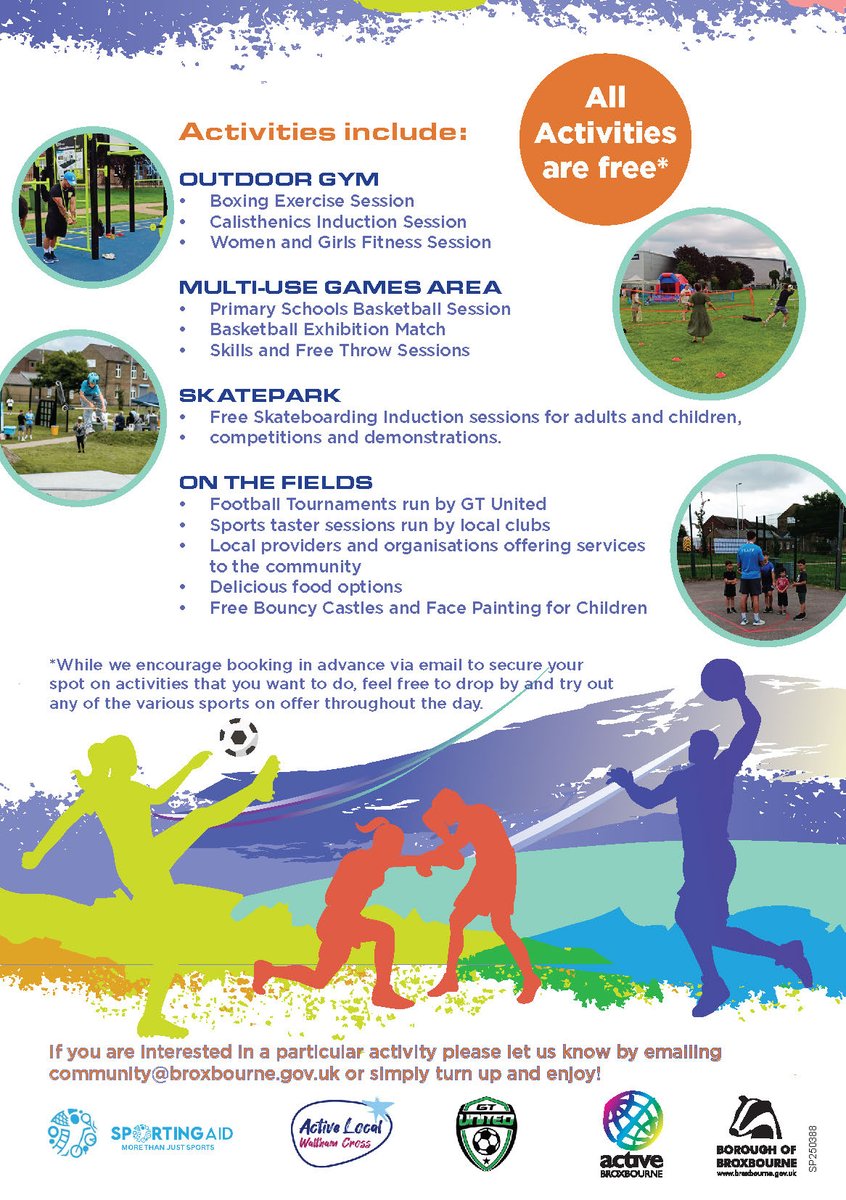 The Waltham Cross Sports Festival is right around the corner!🏅

With many FREE activities for families to come and enjoy, it promises to be amazing day!🏆

#fun #FamilyFun #Broxbourne #sport