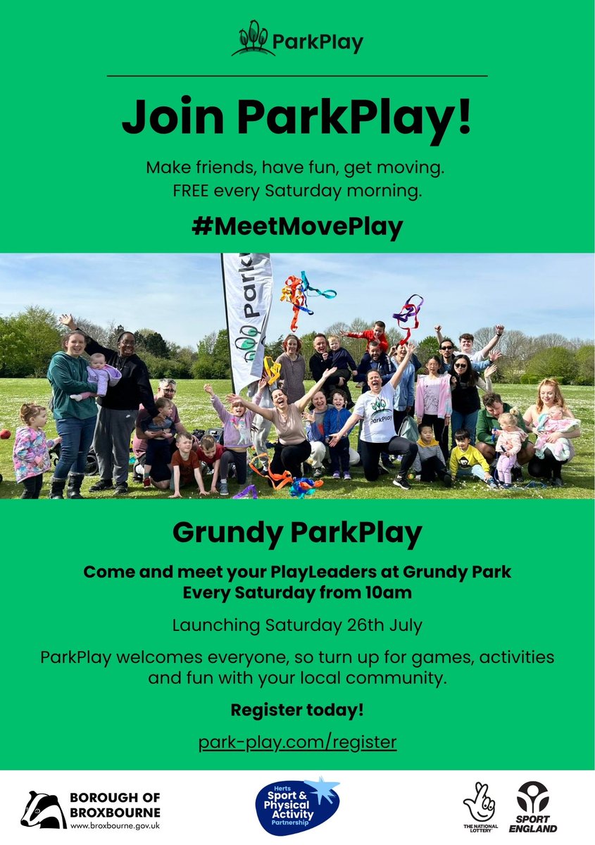 Broxbourne Council are very excited to share that ParkPlay will be commencing at Grundy Park on 26 July!🎯

#ParkPlay #Comingsoon #excitingtimes #sports #community