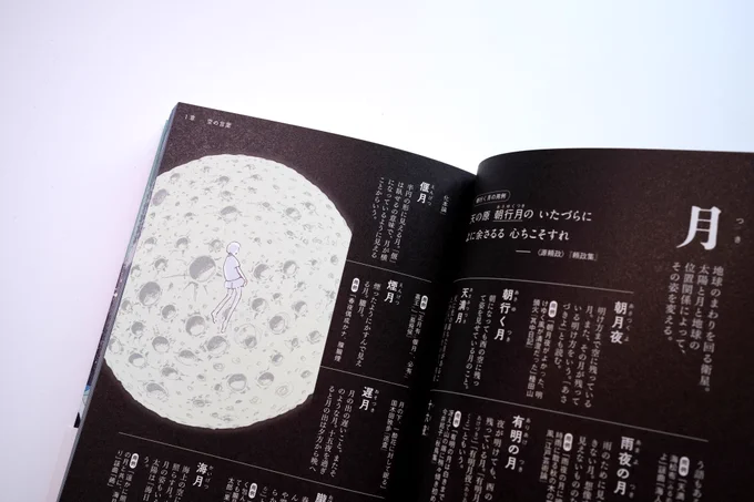 『空と海と大地の言葉辞典』の装画を担当させていただきました。雪、月など、モチーフごとに様々なイラストレーターのイラストが載っています。中面にも幾つかイラストを掲載いただきました。 監修:神永曉さん 装丁:こまゐ図考室さん 西東社