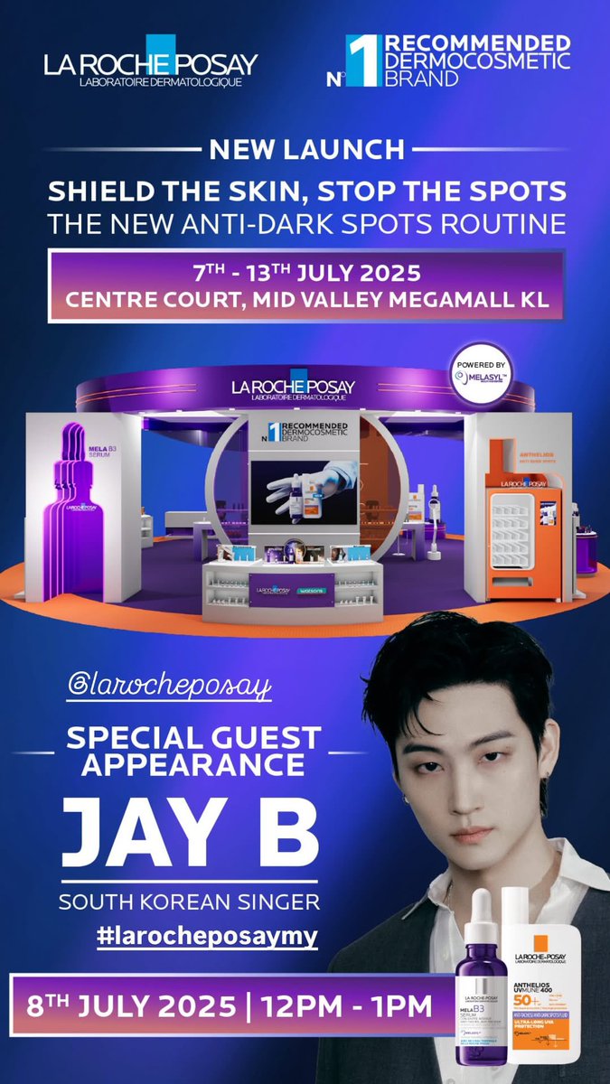 [EVENT] The Launch of La Roche-Posay’s Anthelios UVMune 400

📅: 8 July 2025 (Tuesday)
🕚: 12PM – 1PM
📍: Centre Court, Mid Valley Megamall.
⭐: GOT7's JAY B

#제이비 #JAYB #GOT7 #JAYBinMY #JAYBinKL #LaRochePosay #LaRochePosayMY