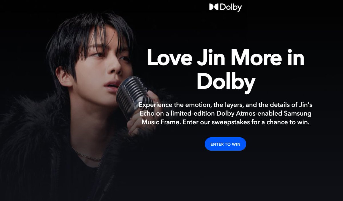 🇺🇸US BTS ARMY -- have you entered the sweepstakes to win a limited-edition Samsung Music Frame featuring Jin artwork? 
Enter her: dolby.com/music/jin/

#JinxDolby #JinxSamsung