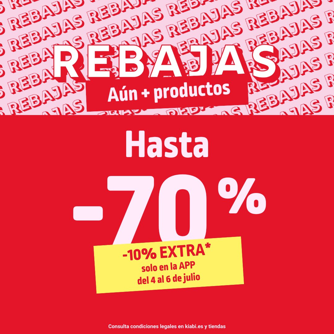 [REBAJAS] 📢 Descuentos de hasta el -70%... ¡ahora en MÁS productos! ❤️ Y, además, hasta el domingo puedes beneficiarte de un -10% extra en nuestra APP.
 
Consigue tus favoritos a pequeños precios 👇
bit.ly/2507_rebajas_k…
