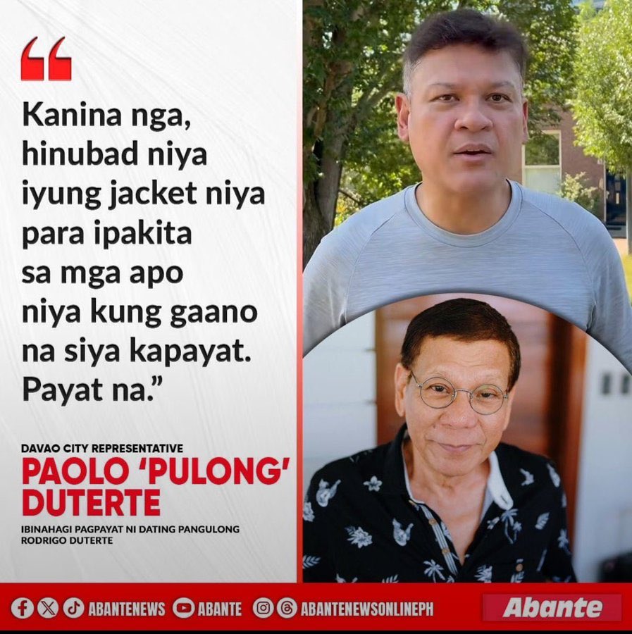 MackinleyZamora's tweet photo. Namamayat na? The Duterte family has something to thank for. At least si Digong nakikita pa ng mga apo nya na pumayat. Yung mga apo ng mga pinatay nila, kahit na abo di na nila makikita. https://t.co/GaLKr4rP9z