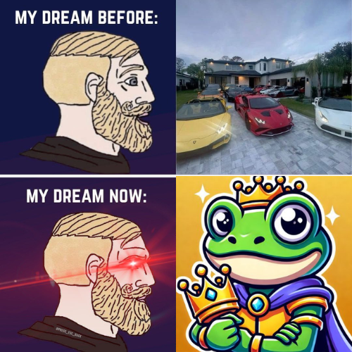 🚀🐸My dream before: Lambo. My dream now: FROGS CLUB.

Once you see the frogs, you can't unsee it.🐸👑

We’re not just here for memes – we’re building the kingdom of frogs together, and we’re early.

$FROGS #Cronos