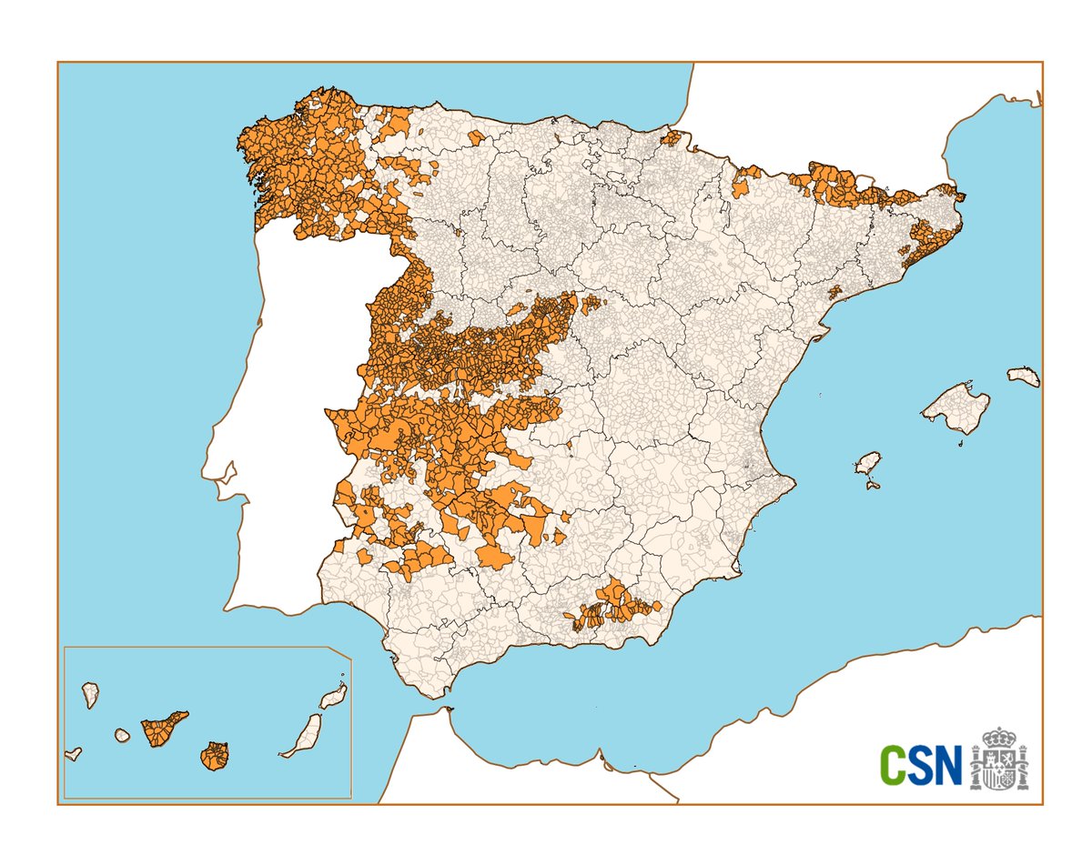 📊El #CSN pone a tu disposición un mapa que muestra los municipios con un potencial de radón específico (superior a 300 Bq/m³).

🗺️Esta herramienta ayuda a identificar las "zonas de actuación prioritaria" según la Instrucción del Consejo IS-47. 

👉csn.es/mapa-de-zonifi…