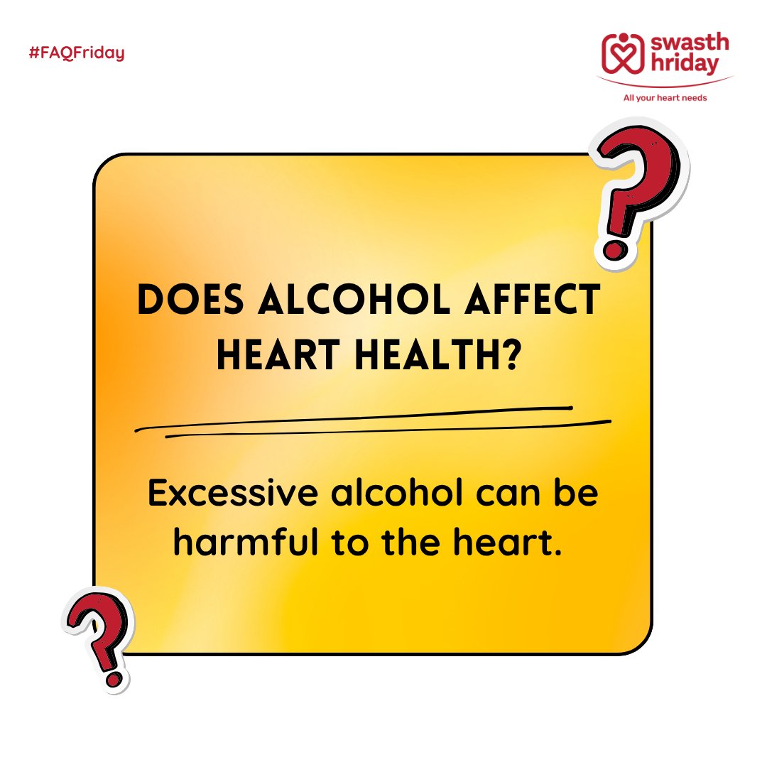 swasthhriday's tweet photo. Does alcohol affect heart health? Yes. Excessive alcohol can raise blood pressure, weaken heart muscles, and increase risk of heart disease.
Moderation is key. Your heart deserves better.

#HeartHealth #AlcoholAwareness #HealthyChoices #CardiacCare #WellnessTips https://t.co/sn7BmVatly