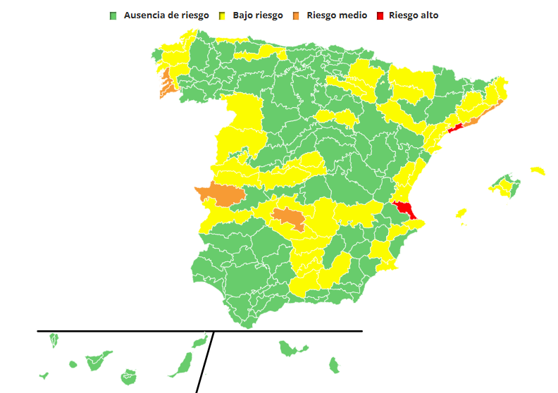 🌡️ Alertas de riesgo para la salud por exceso de temperaturas:

🔴 Nivel alto en Litoral norte de Tarragona y Litoral sur de Valencia.

📲 Infórmate de tu zona Meteosalud: meteosalud.es