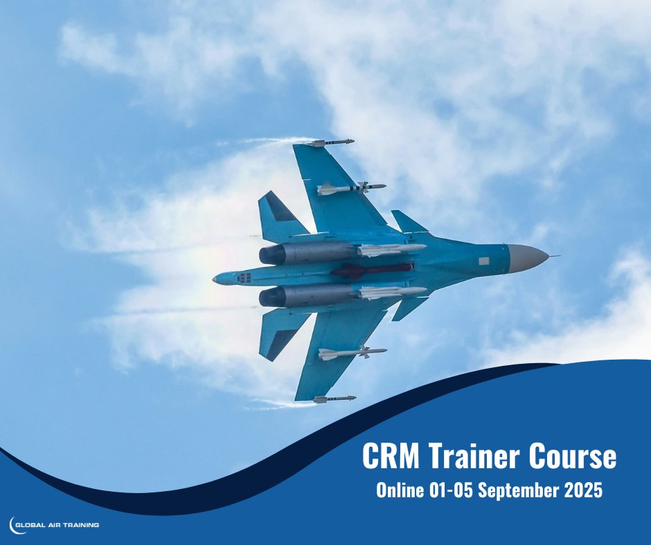 Limited places are available for our next Online CRMT course on 01–05 September 2025.

✅ Meet EASA requirements
✅ Train from anywhere

📍 Enrol and secure your place now: 
🌐globalairtraining.com
📧 ops@globalairtraining.com

#CRMT #CRM #CRMI