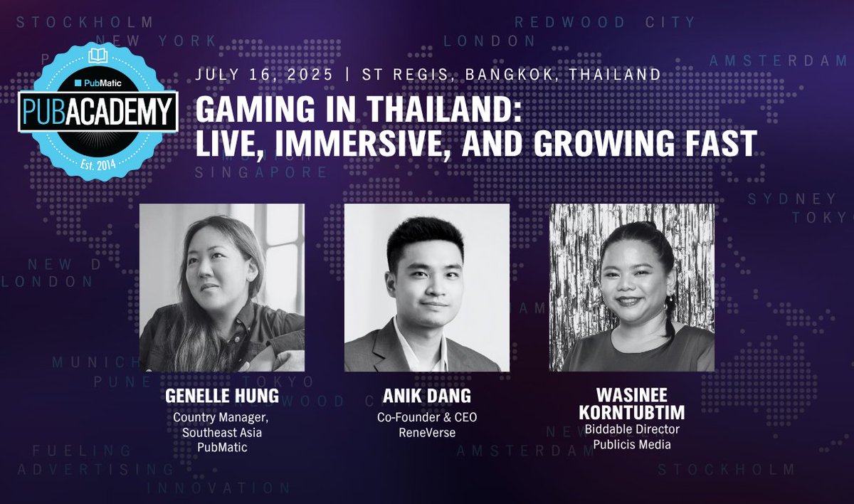 Excited to join an upcoming panel hosted by PubMatic, diving into the growth of mobile gaming in #Thailand and how brands are tapping into this fast-moving space.

🎮 Gaming in Thailand: Live, Immersive, and Growing Fast
🗓️ July 16, 2025 | St Regis, Bangkok
📍 PubAcademy Bangkok