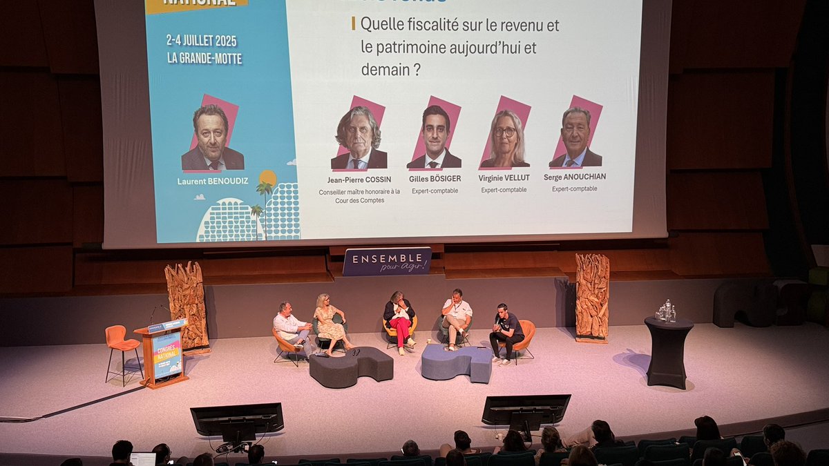 ✨2eme table ronde « Quelle fiscalité sur le revenu et le patrimoine aujourd’hui et demain ? » avec JP Cossin, V. Vellut, S. Anouchian, G. Bösiger et L. Benoudiz 🚀
#CongresEnsemblePourAgir