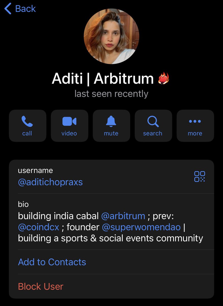 if anyone has had any interactions with this account on TG, please be aware that it’s not me and is an impersonation. 

my username is @ aditichoprax on all platforms. 

pls help report it in you can on telegram.