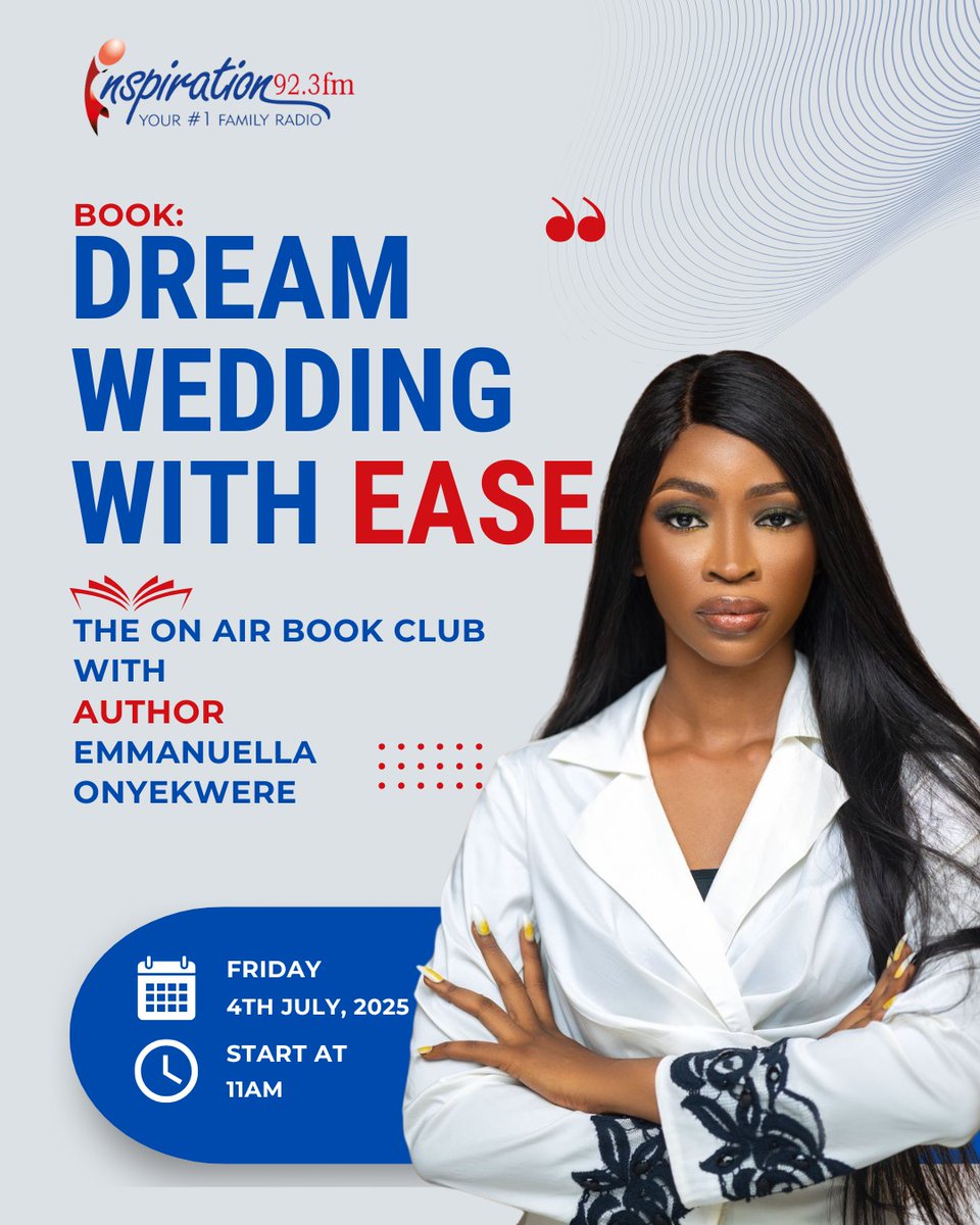 11am tune to 92.3 inspiration fm and join the beautiful Emmanuella Onyekwere talk about her book.