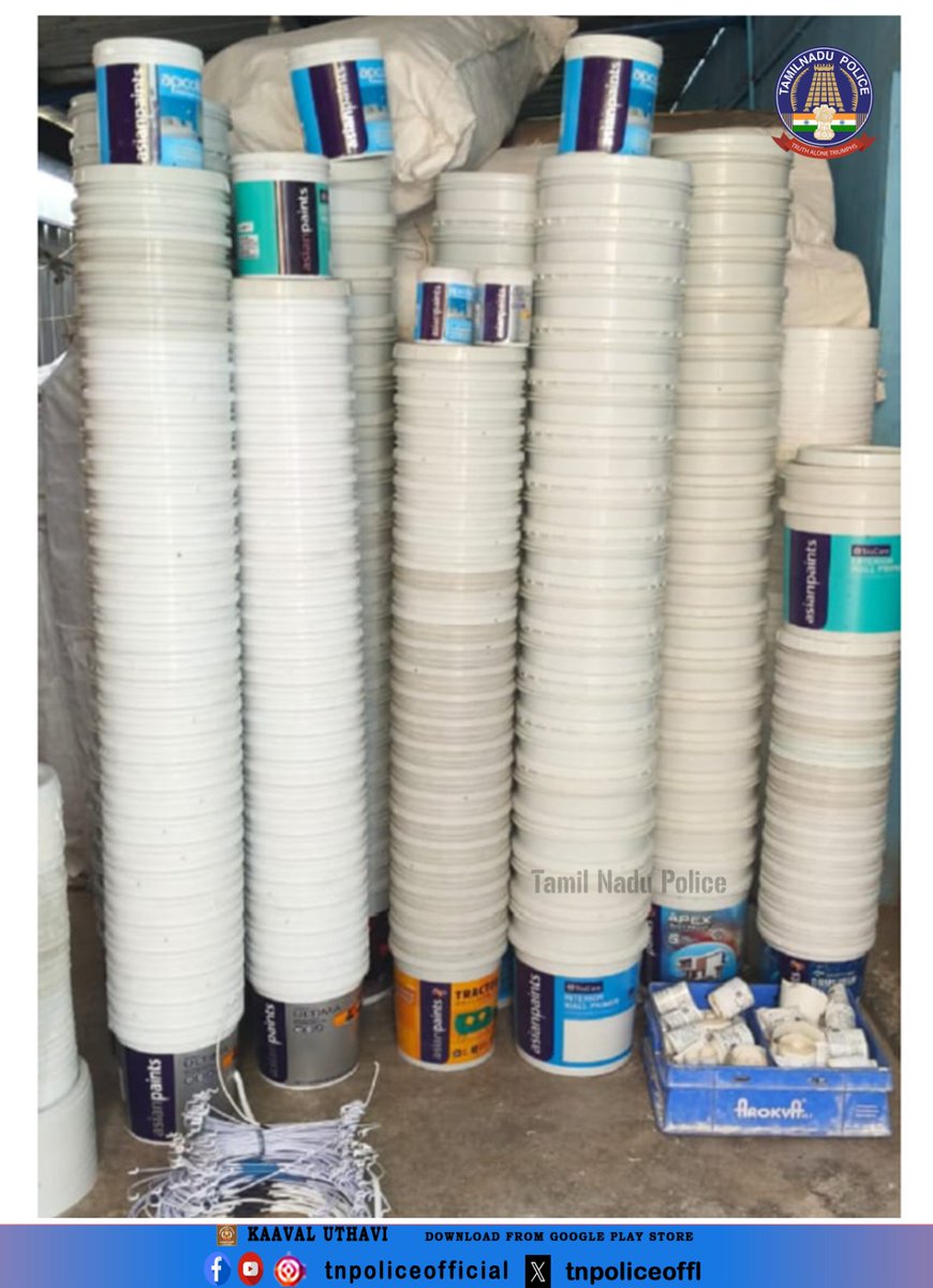Fake paints worth Rs. 1.73,000/- were seized and three accused were arrested.

play.google.com/store/apps/det…...

#IPREC #IntellectualProperty #PressNote #Disinfectant #Seized #Arrest #TamilNaduPolice #TnPolice