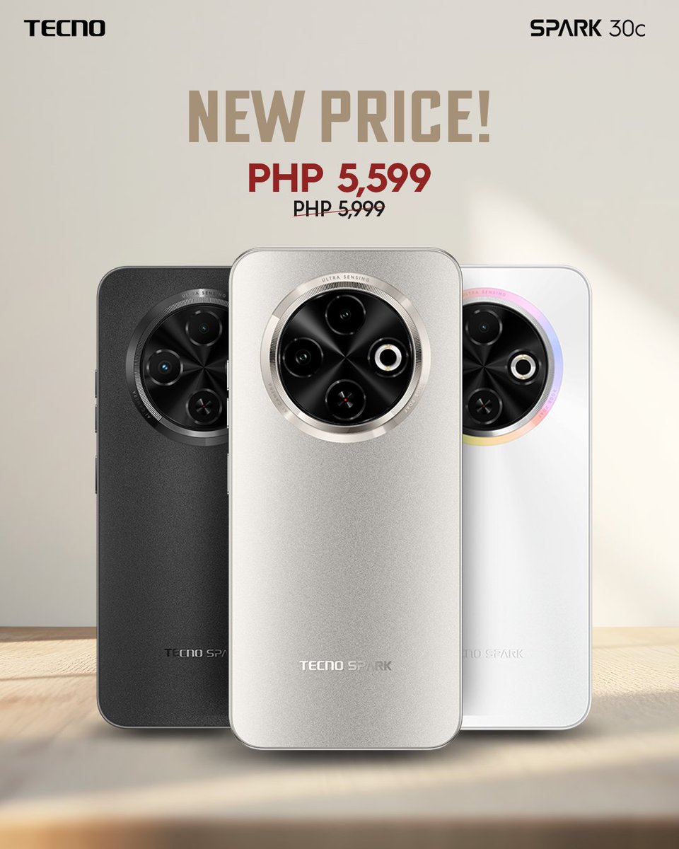 Tecnomobileph's tweet image. Get the stylish and powerful TECNO SPARK 30C now for only ₱5,599 (from ₱5,999)!

Get yours! Now available at all TECNO stores nationwide!
Retail Stores: bit.ly/TecnoStoresPH

#TECNOSPARK30C #SPARK30Series #RollOut #TECNOPhilippines