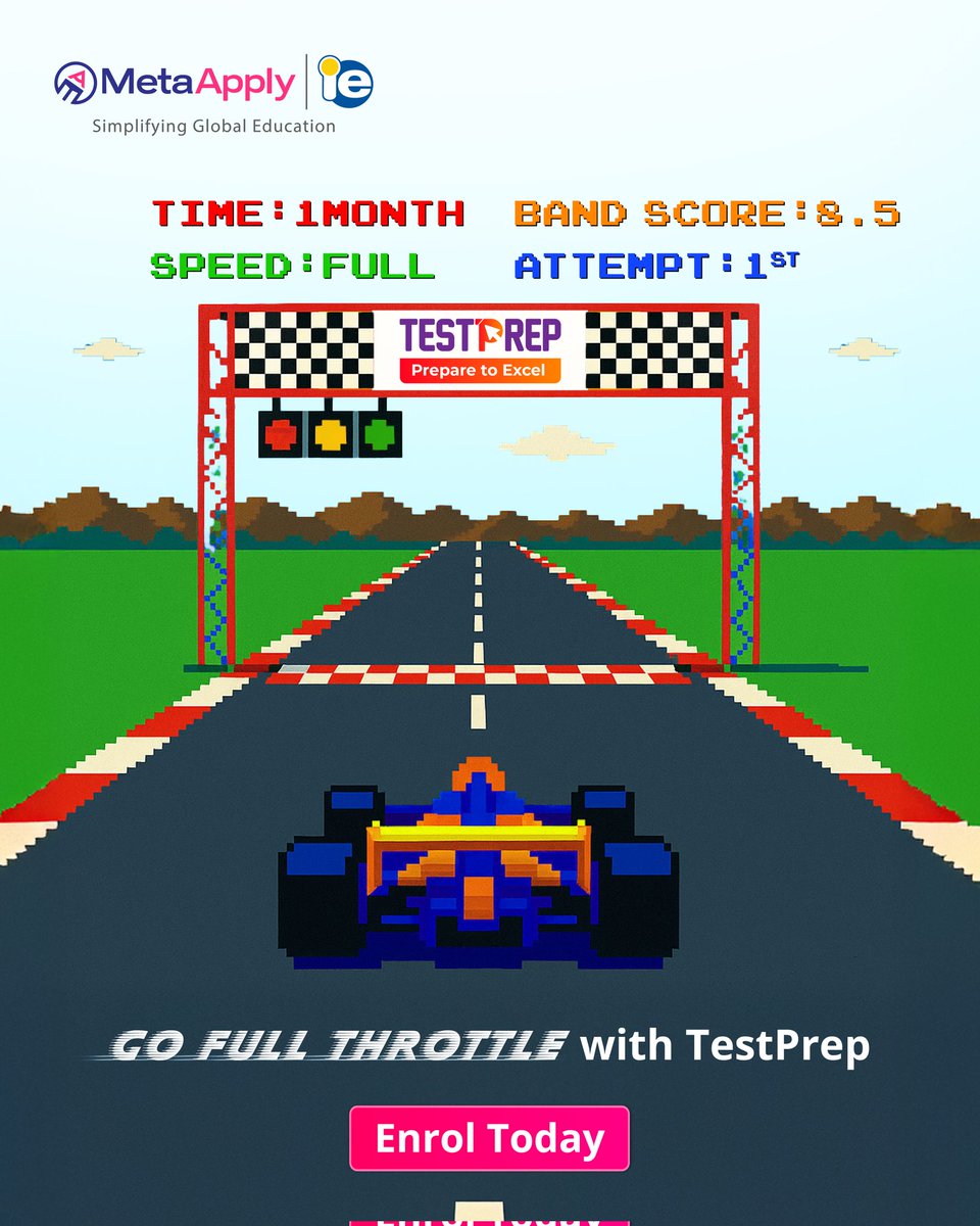 MetaApply_Edu's tweet photo. 1 month. Full speed.
First attempt. Band score: 8.5 🏎️
It’s not just prep — it’s a race to the top.
🎮 Go full throttle withMetaApply IE TestPrep.

👇 Enrol today!
#StudyAbroad #IELTS #TestPrep #MetaApply #StudentLife #F1ModeOn https://t.co/oV8x69LGGI