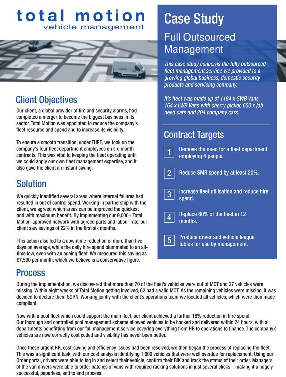 TotalMotionUK's tweet image. CASE STUDY: When a global fire &amp;amp; security business needed to reduce costs and streamline fleet operations after a merger, they turned to Total Motion.

To arrange for a no cost, no obligation free fleet audit, please get in touch:

🌐 totalmotion.co.uk